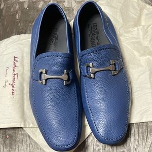 Salvatore Ferragamo Mens Blue 8 1/2 Leather Loafers